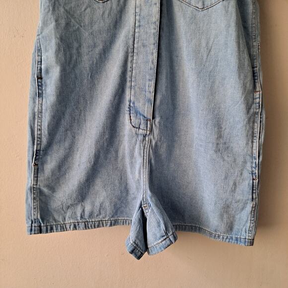 NWT Madewell Denim Utility Romper Short Sleeve Collared Fitzgerald Wash Size XXS - Picture 10 of 16